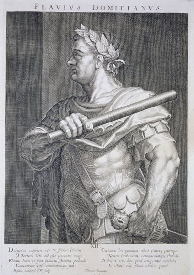Flavius Domitian (AD 51 - AD 96) Emperor of Rome 81-96 AD engraved by Aegidius Sadeler by Tiziano Vecelli